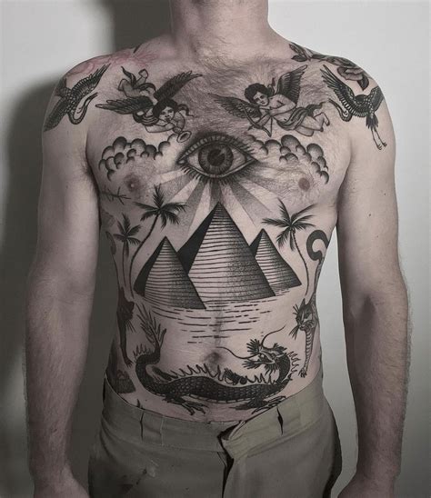 Pyramid & All-Seeing Eye Torso Tattoo | Best Tattoo Ideas For Men & Women