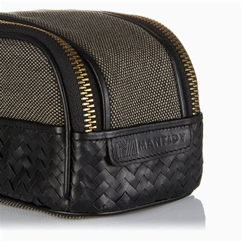 Herringbone Duo-Zip Wash Bag, Black: Men's Toiletry Travel Bag – MANTIDY