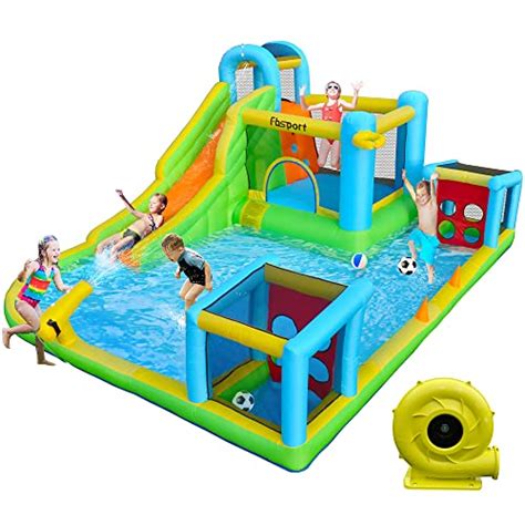 FBSPORT Inflatable Bounce House, 9 in 1 Water Slide with Blower, Bouncy ...