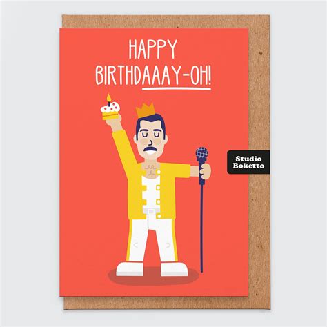 Buy Funny Birthday Card For Men - For Him - Happy BirthdAY-OH - Freddie Mercury Birthday Card ...