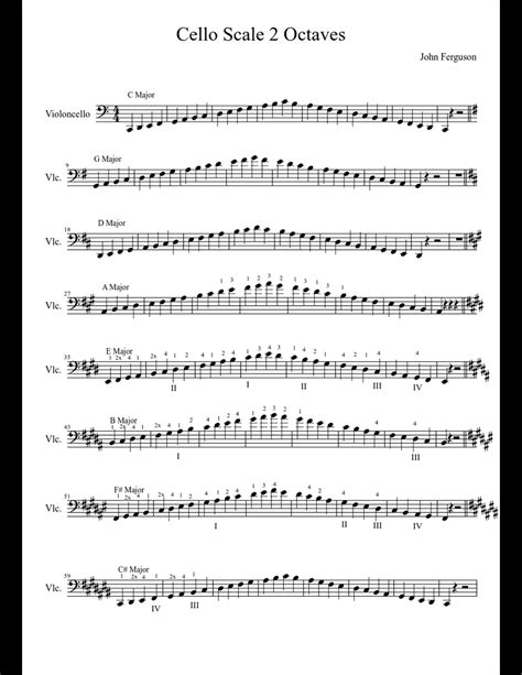 Cello Scale 2 Octaves sheet music download free in PDF or MIDI