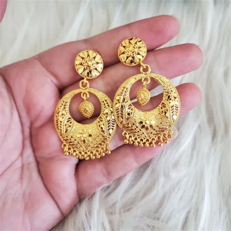 22K DUBAI GOLD plated Nepali Indian Pakistani Bollywood Earrings 1 gram gold $14.99 - PicClick