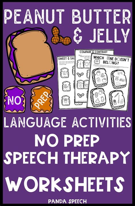 Peanut Butter and Jelly (PB &J) Quick NO PREP Language Pack in 2021 | Speech therapy worksheets ...