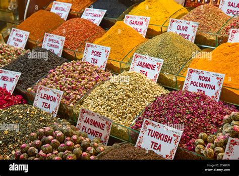 Spices and teas on the Egyptian market in Istanbul Stock Photo - Alamy