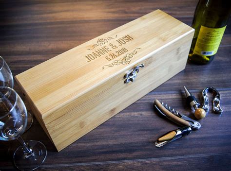 Personalized wooden wine box, Luxury wine box, anniversary gift, wedding gift, corporate gift ...