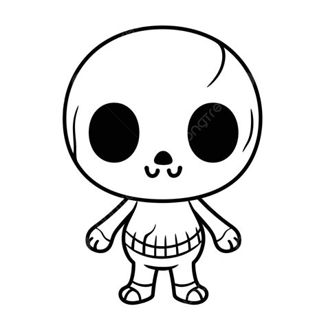 Cute Black And White Anime Skeleton Coloring Page Outline Sketch ...