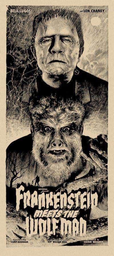 Frankenstein Meets the Wolf Man (1943) | Horror movie posters, Horror, Horror movies