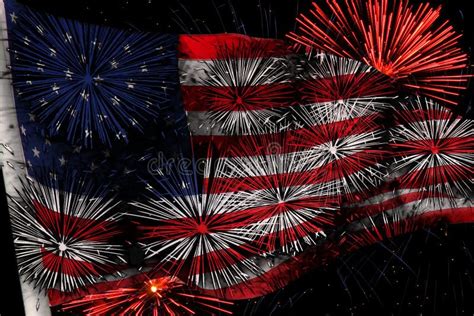 USA Flag with fireworks stock image. Image of flag, july - 106798391