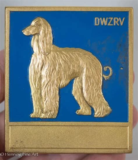 VINTAGE GERMAN DOG Breed Show Gold Award Plaque with Enamel Paint DWZRV 2 $52.50 - PicClick