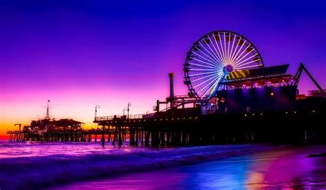 Santa Monica Ferris Wheel Colorful Golden Hour, HD Photography, 4k ...