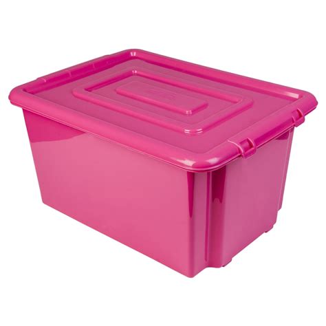 Stackable Hot Pink Large Storage Box With Lid | Unique Home Living