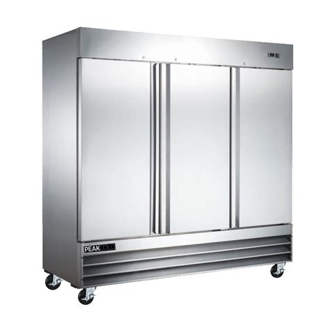 PeakCold 3 Door Refrigerator; Commercial Stainless Steel