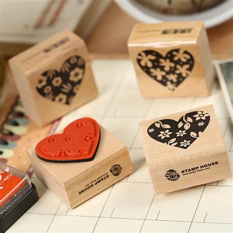 1 x Loving Heart stamp DIY wooden rubber stamps for scrapbooking ...