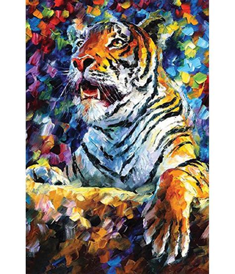 Retcomm Art Painting Abstract Tiger In Multi Color With Multicolour ...