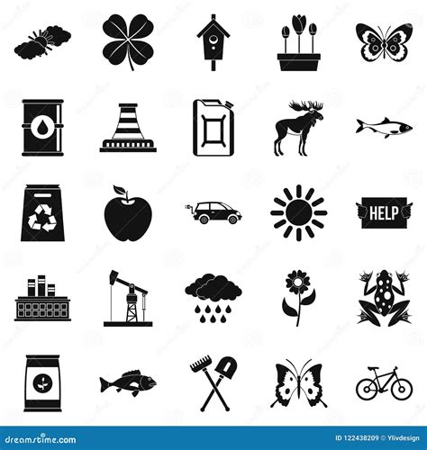 Natural Resources Icons Set, Simple Style Stock Vector - Illustration ...