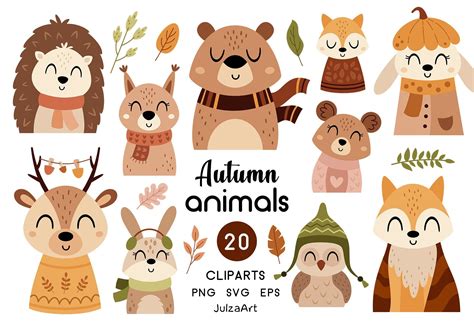 Autumn Animals Clipart, Fall Animals Svg, Woodland Animals Clip Art ...