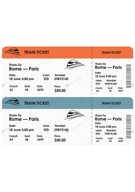 Train Ticket Template 02 Create Certificate, Travel Project, Microsoft Word 2007, Ticket Design ...