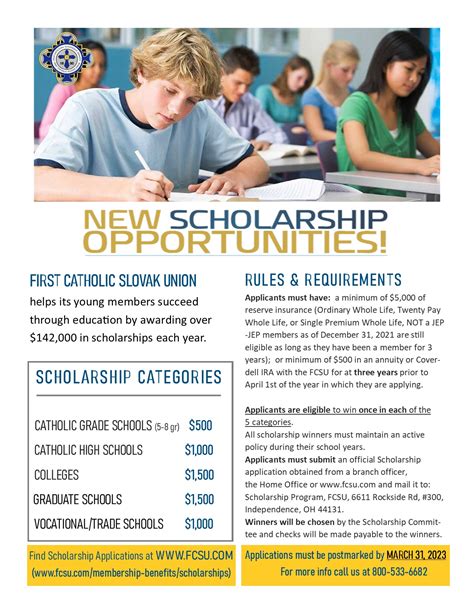 Scholarships | Fraternal Benefit Society, FCSU Financial, Jednota