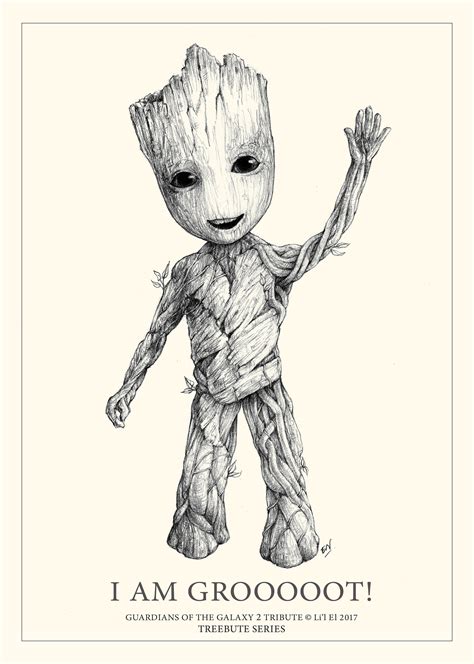 A5 Baby Groot Print. Guardians of the Galaxy 2 Tribute. Marvel Fan Art ...