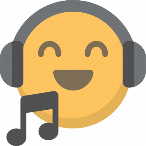 Emoji, face, headphones, jam, listen, music, sing icon