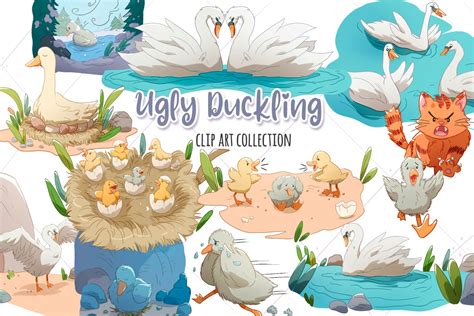 Ugly Duckling Clip Art Collection | Education Illustrations ~ Creative Market