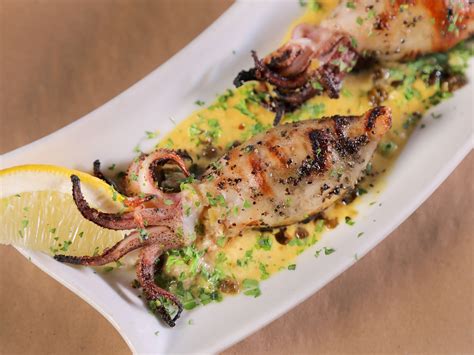 Stuffed and Grilled Calamari Appetizer | Recipe | Grilled calamari, Calamari, Food network recipes