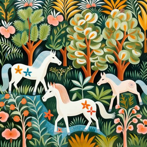 Whimsical Horse Unicorn Forest Art Free Stock Photo - Public Domain Pictures