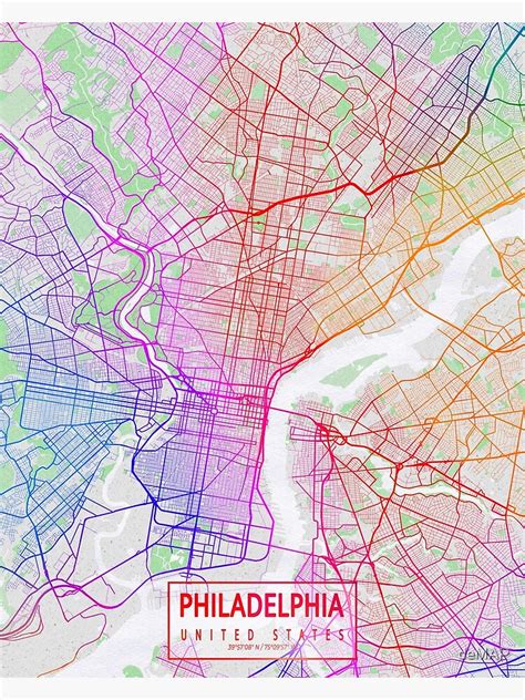 "Philadelphia City Map of the United States - Colorful" Poster by deMAP ...