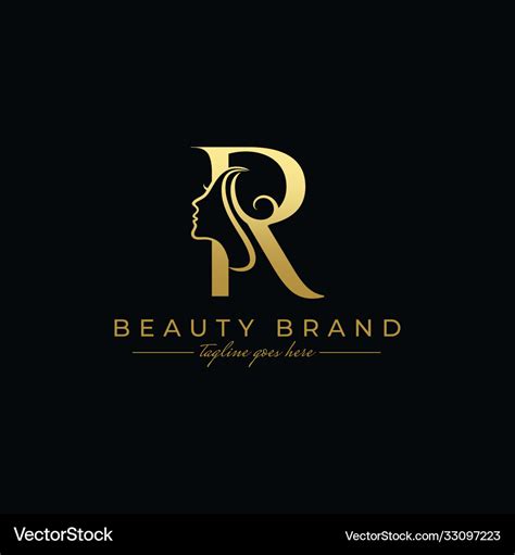 Letter r beauty face hair salon logo design Vector Image