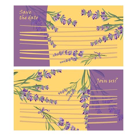 Set invitation cards with flower frame Lavender 12858941 Vector Art at ...