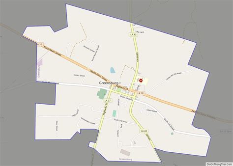 Map of Greensburg town, Louisiana