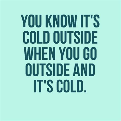 You know it's cold outside when you go outside and it's cold. | Cold weather funny, Nature ...