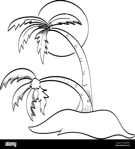Palm Tree Sunset Coloring Page