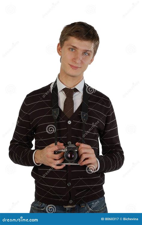 Young Man with Retro Camera Stock Image - Image of creativity, liking: 8060317