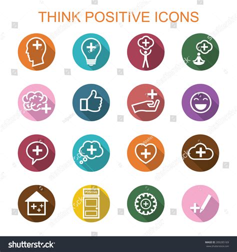 Think Positive Long Shadow Icons, Flat Vector Symbols - 289285169 ...