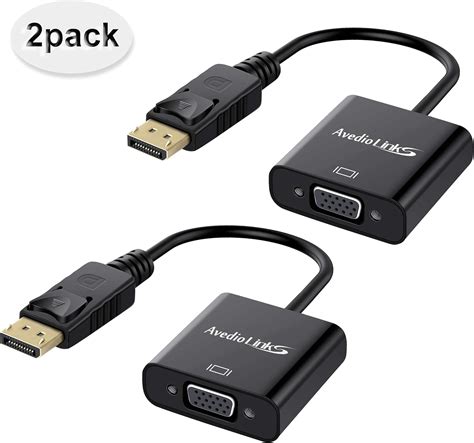 Amazon.com: DisplayPort to VGA Adapter, 2 Pack, avedio links Gold-Plated Display Port (DP) to ...