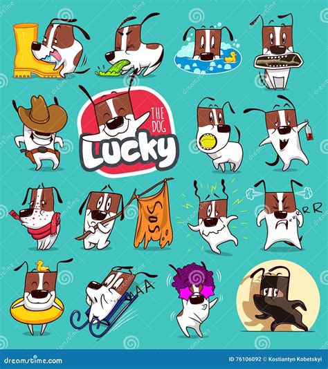 Sticker Collection of Emoji Cartoon Dog Emoticons Stock Vector - Illustration of animal, cartoon ...