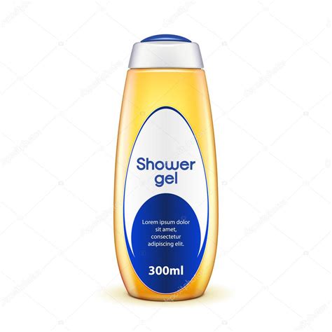 Oil Shower Gel Bottle Of Shampoo Yellow With Label — Stock Vector © Mr ...