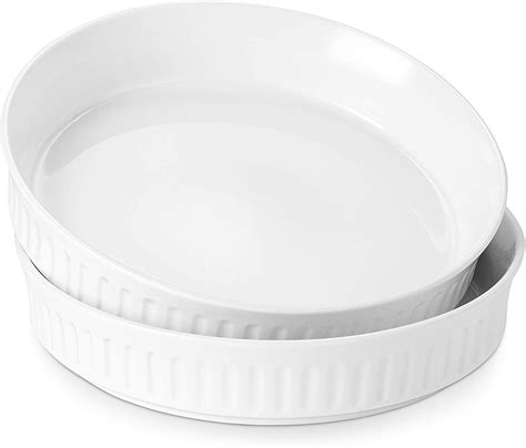 Buy DOWAN Quiche Pan Set of 2 - 8 Inches Ceramic Pie Pan for Baking, Porcelain Tart Pan Deep ...