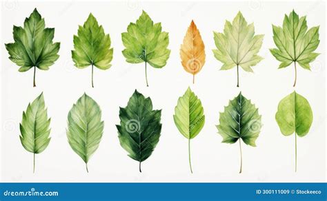 Realistic Leaf Watercolor Set: 11 Detailed Renderings with Concise ...