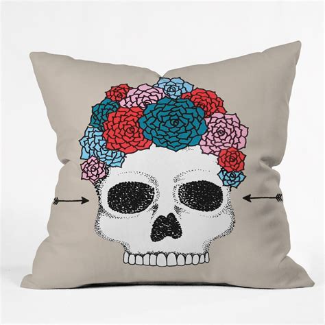 Wesley Bird Florita Throw Pillow | DENY Designs Home Accessories #skull #flower #crown | Throw ...