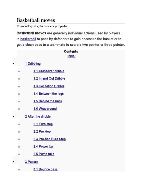 Basketball Moves | PDF | Team Sports | Athletic Sports