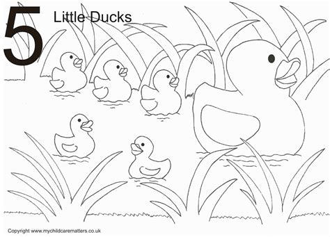 Five Little Ducks Color Page