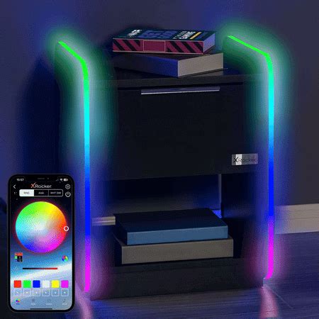 Electra Bedside Table with Wireless Charging & LED Lights - Black