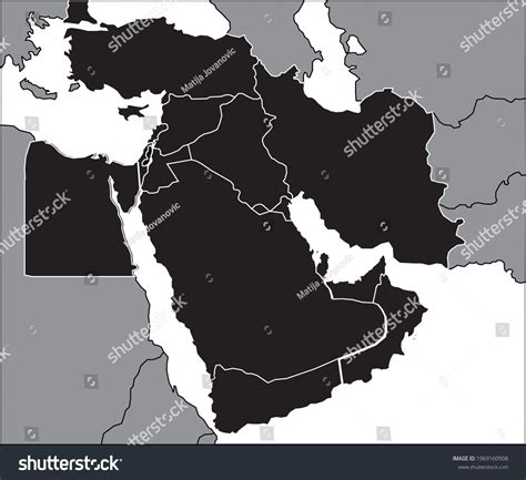 Middle East Map Countries Borders Stock Vector (Royalty Free) 1969160908 | Shutterstock