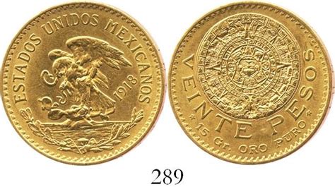 Mexico City, Mexico, 20 pesos (Aztec calendar), 1918.