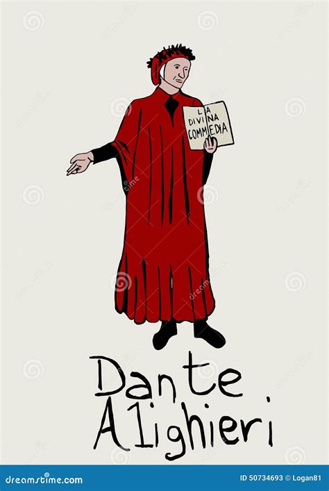 Dante Alighieri Portrait In Line Art Illustration Cartoon Vector | CartoonDealer.com #146760001