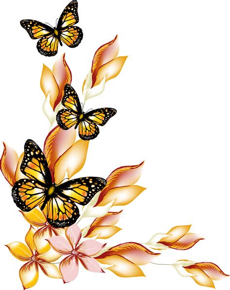 Flower Flowers And Butterflies - Border Design Flower And Butterfly Clipart - Full Size Clipart ...