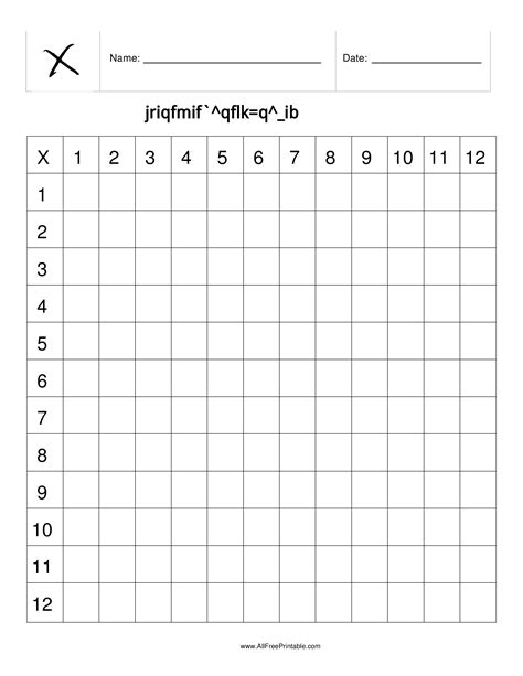 Multiplication Table Blank Sheet | Times Tables Worksheets