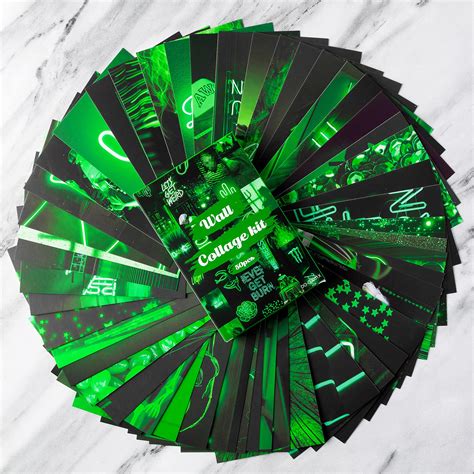 GROBRO7 50PCS Green Neon Aesthetic Wall Collage Kit, Art Indie Room ...
